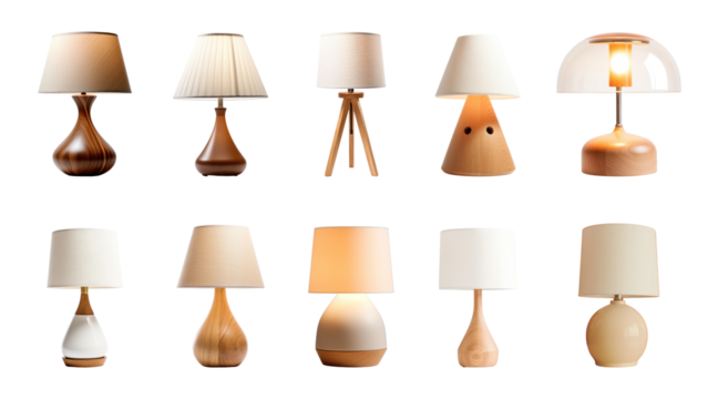 PNG minimal lamp furniture home decoration element set, transparent background