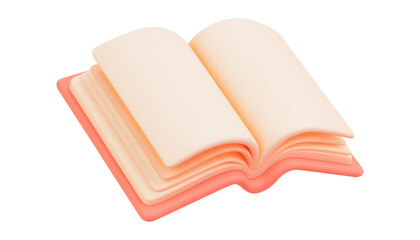 open pink book 3d render icon isolated on transparent background cutout
