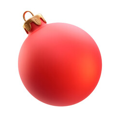 red christmas ball 3d render icon isolated on transparent background cutout