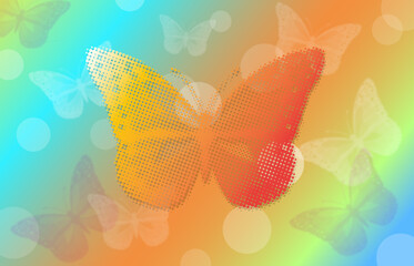 2 Background;Vibrant Halftone Butterflies