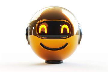 A robot face emoji icon with a glossy isolated on a white background