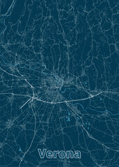 Verona, Italy artistic blueprint poster map
