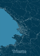 Trieste, Italy artistic blueprint poster map