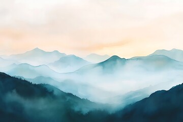 Fototapeta premium Abstract Watercolor Painting of Misty Mountains