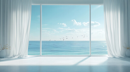Fototapeta premium White window of a white room.