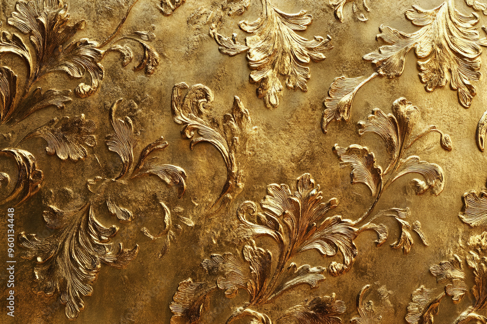 Aufkleber a gold textured surface with intricate, raised patterns, adding a three-dimensional effect that give
