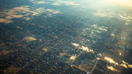 Chicago suburbs from airplane window