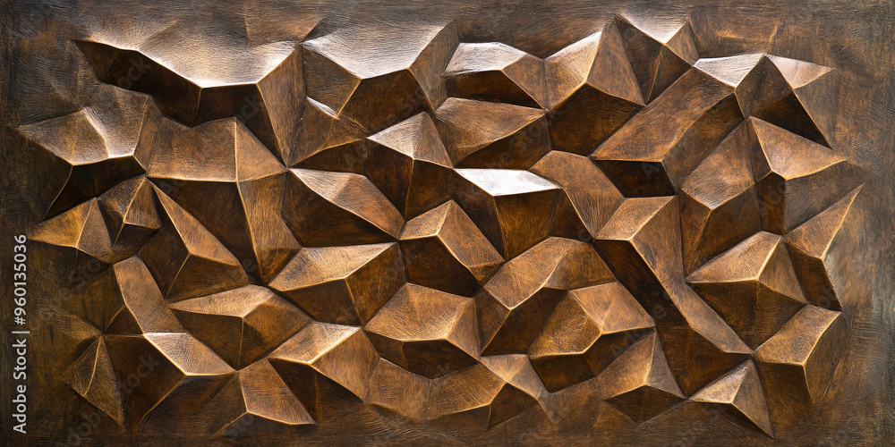 Aufkleber a bronze textured surface featuring raised, geometric patterns, creating a three-dimensional effect 