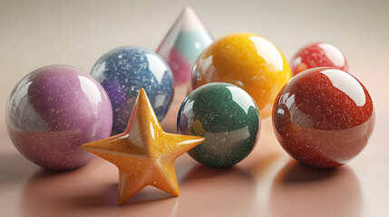 Obraz premium Holographic shiny marbles.