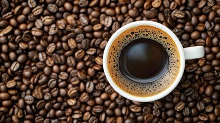 Fototapeta premium Coffee beverage, hot and delicious, top view