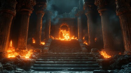 Obraz premium A Dark Tunnel With Ceiling Lights