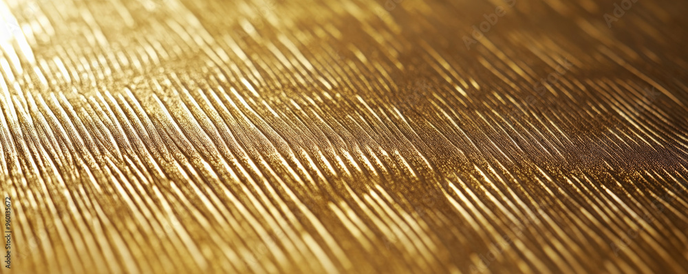 Poster a gold textured surface with a brushed finish, showcasing fine, parallel lines that add a soft, line