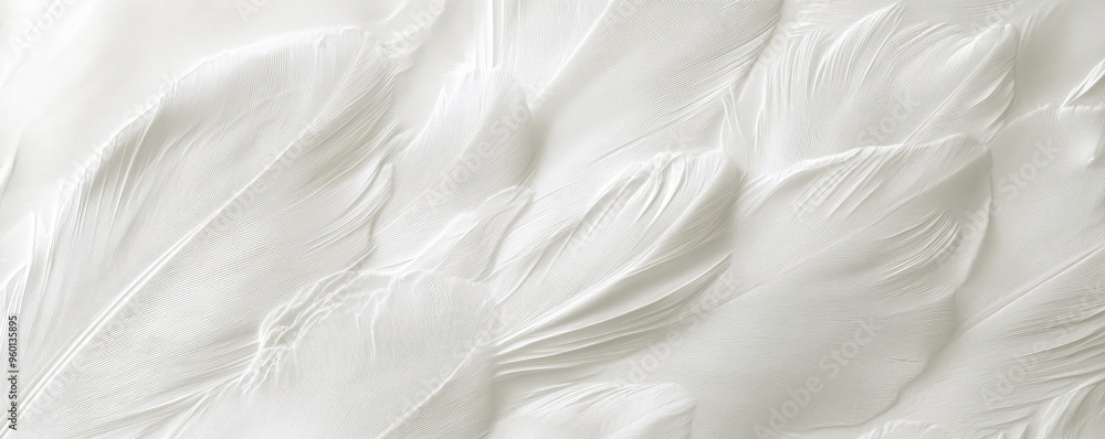 Poster a light white textured surface with a soft, feathery pattern, creating a delicate and airy aesthetic