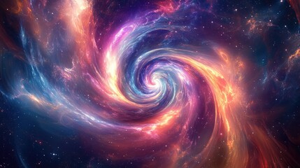 AI-generated depiction of a cosmic vortex in space, with smooth, glowing swirls of light and color, evoking the mystery and beauty of the universe.