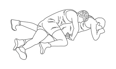 Wrestlers fight, image of athletes in wrestling