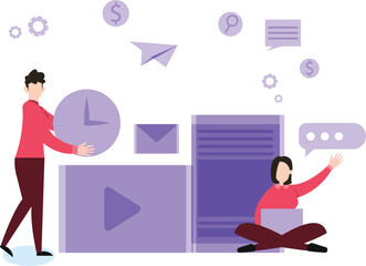 Boy and girl are marketing.