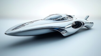 A futuristic silver concept car with sharp lines and an avant-garde design, embodying the next era...