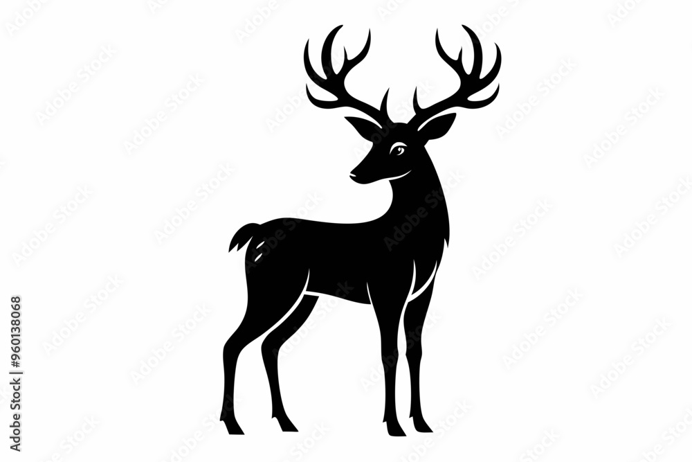 Wall mural deer vector illustration, deer silhouette, deer icon ,deer animal design