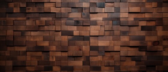 Dark Brown Wooden Block Wall Texture