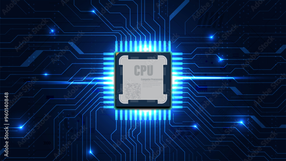 Poster central processing unit cpu concept.motherboard digital chip.circuit board.technology background.