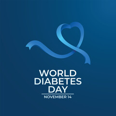 World Diabetes Day vector design template good for celebration usage. World Diabetes Day. blue ribbon flat design. eps 10.