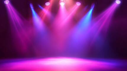 Realistic spot lighting of the stage. Scene illumination collection. Big set Bright lighting with glitters spotlights