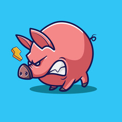 vector illustration of a cute angry pig