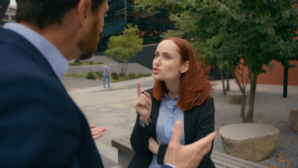 Business problem trouble formal relationship toxic anger businesswoman blame businessman argue...