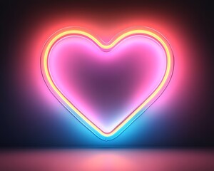 A vibrant neon heart light with colorful glowing edges, perfect for decor or romantic themes.