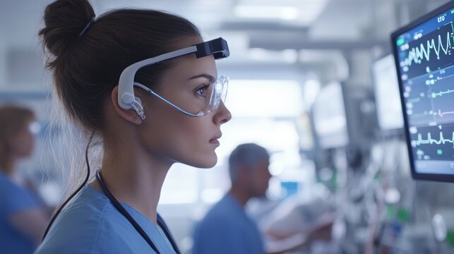 Efficient Monitoring: Nurse Utilizing Wearable Device for Multitasking Vital Sign Checks in Hospital Ward