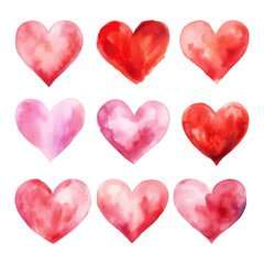 Fototapeta premium Heart watercolor png element set, transparent background