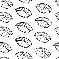 sushi pattern background. Japanese food seamless pattern background. sushi seamless pattern background. doodle sushi pattern background.