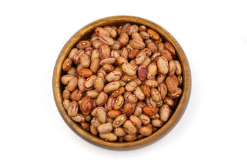 red kidney beans in wooden spoon isolated on white background.