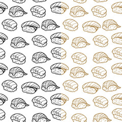 sushi pattern background. Japanese food seamless pattern background. sushi seamless pattern background. doodle sushi pattern background.