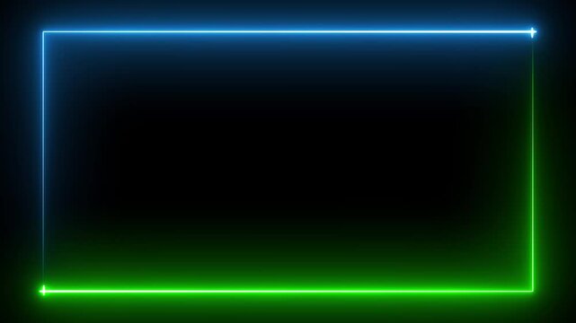 Neon rectangle border frame line animation