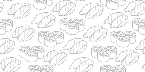 sushi pattern background. Japanese food seamless pattern background. sushi seamless pattern background. doodle sushi pattern background.