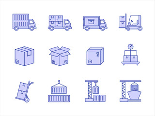 Icon Set Duotone Color of Logistics Related Vector Contains such Icons as Truck, Shipping, Express Delivery, and More


