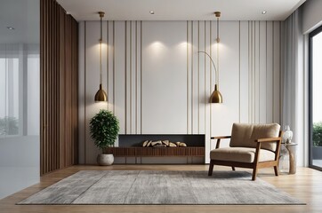 A modern living room with a gray sectional sofa, white throw pillows, and potted plants on a wooden shelf against a white wall with recessed lighting