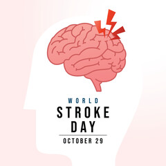 World Stroke Day vector design template good for celebration usage. World Stroke Day design. red ribbon. flat design. eps 10.