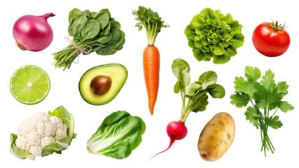 Various vegetable png element set, transparent background