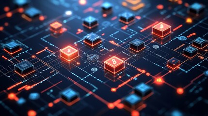 Diagram explaining how blockchain technology works including blocks chains nodes and the concept of decentralized ledgers with icons and brief descriptions
