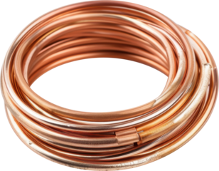 Copper tubing coil close up