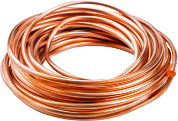 Copper wire coiled up