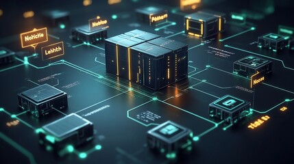 Diagram explaining how blockchain technology works including blocks chains nodes and the concept of decentralized ledgers with icons and brief descriptions