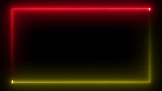 Abstract glowing neon rectangle border frame line animation
