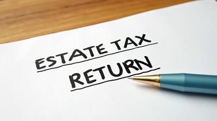 Estate tax return form with pen for financial planning