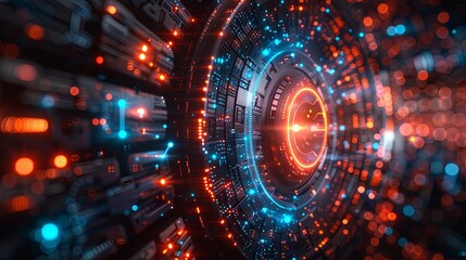 Obraz premium 3d abstract technology background. Abstract concept data center technology. Artificial Intelligence. Personal data security, processing or protection
