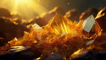 Golden Citrine Crystals in Sunlight - art of lithotherapy