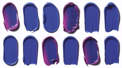 Blue pigment texture cream, strokes , purple fuchsia tones isolated on a white background