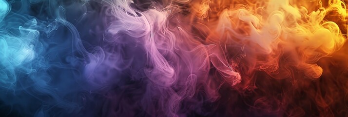 Swirls of colorful smoke flowing in shades of blue, orange, and purple